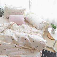 Simple cartoon cotton four sets, small fresh little lovely cotton bedding, student dormitory three sets of quilt cover Bed linen [note 1.2 beds are three sets] 1.2m (4 feet) bed