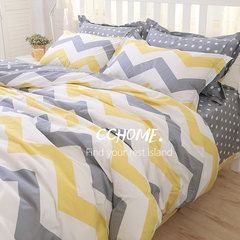 Korean simple 4 piece sets, zebra four sets, quilt cover sheets, cotton pure cotton bedding, 1.5m1.8 meters sheets Bed linen Good times 1.5m (5 feet) bed