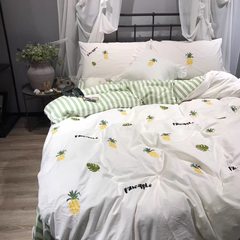 The Nordic wind washed cotton embroidery cotton cactus four piece girl heart lady bedding fitted 1.8m bed Mike- pineapple 1.5 meters bed sheets, bedding 200*230CM