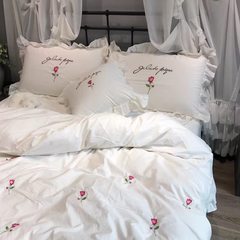 The Nordic wind washed cotton embroidery cotton cactus four piece girl heart lady bedding fitted 1.8m bed Mike- rose 1.5 meters bed sheets, bedding 200*230CM