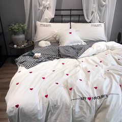 The Nordic wind washed cotton embroidery cotton cactus four piece girl heart lady bedding fitted 1.8m bed Mike- a heart 1.5 meters bed sheets, bedding 200*230CM