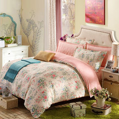 Su Na international bedding, cotton four piece set cotton bed sheet quilt 1.5/1.8M suite minimalist kit Jin se 1.5m (5 ft) bed