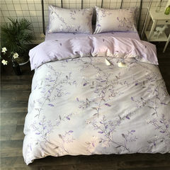 Small flowers, fresh cotton, four sets of cotton, contracted 1.5 meters, Nordic wind quilt, bed sheets, bedding, wedding Purple rhyme 1.5m (5 feet) bed