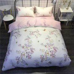 花卉小清新全棉四件套 纯棉简约1.5米北欧风被套床单床上用品婚庆 艾斯 1.5m（5英尺）床