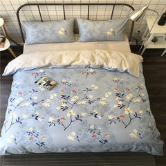 Spring and summer new products, Nordic wind, cotton four sets, simple lattice, small fresh cotton quilt, bed linen, bedding Luweilan 2.0m (6.6 feet) bed