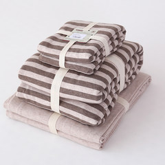 Japan, four sets of Tianzhu cotton, cotton nude sleep, super soft knitted bedding, cotton stripes, quilt covers, bed sheets, brown sheets, 1.2m (4 feet) beds.