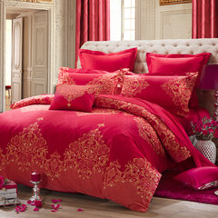 Carolina textile LoVo genuine wedding bedding four piece red cotton 4 Piece Bedding wedding Romance - Scarlet 1.5m (5 feet) bed