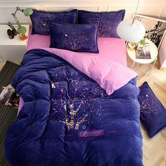 The bed coral fleece four piece thick warm flannel sheets quilt in winter. 1.5m1.8m cartoon Plush Acacia 1.5m (5 feet) bed
