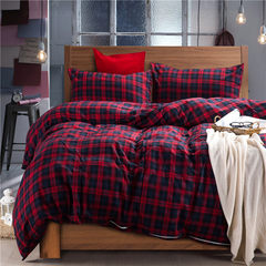 Counter with the Xinjiang long velvet four sets of soft skin, cotton, thickening quilt, bed linen The dark red lattice Other