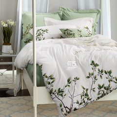 60S Cotton Satin Embroidery Cotton four piece white cotton French garden court small fresh bedding 60*60 cushion covers (one) 1.5m (5 feet) bed