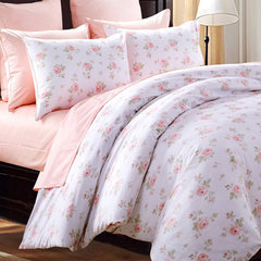 The export of autumn and winter American Pastoral 60 Cotton Satin Pink Floral princess bed four piece set Default sheets Other