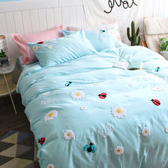 60 Satin cotton four piece towel embroidery cotton bedding bedding cute cartoon GL- Ladybug [towel embroidered] 1.5m (5 feet) bed
