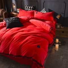 Pure color crystal cashmere four piece thick warm winter short hair. Cashmere quilt bedding sheets 1.8m Simble - Orange 1.5m (5 feet) bed