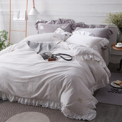 恒源祥四件套纯棉全棉夏季水洗棉床上用品1.8m床被罩床单被套简约 水洗白 1.5m（5英尺）床