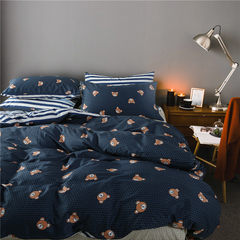 Kino bear spring cotton four set simple bedding cotton bedding set three 4 Bed linen Kino bear MS 1.2m (4 feet) bed
