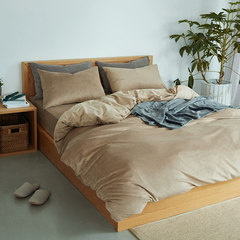Good velvet four piece thick warm Muji pure short plush coral cashmere sanding bedding. Bed linen Velvet Mocha gold 1.2m (4 feet) bed