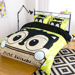 Cartoon spring bed four pieces fitted section of 1.8 meters of new crime cat quilt three sets of sanding students Seven piece suit Glasses squirrel 1.5m (5 feet) bed