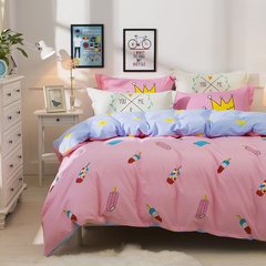 Red peony double 1.5m bedding, pure cotton four piece set of literature and art, full cotton 1.8m bed quilt, old ice lolly 1.5m (5 ft) bed