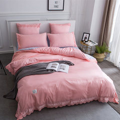 Europeum Hotel solid 60 cotton lace quilt four sets of cotton 1.8m simple double bedding Nicole 2m bed (quilt cover 220*240)