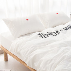 New knowledge, simple Japanese products, cotton washing cotton, English letters, embroidered bedding sets, four sets Bed linen White head text D 1.5m (5 feet) bed