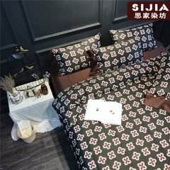 100 cotton satin printing four pieces of Cotton Floral dark linen quilt 1.8 meters 2 bedding Victor gift shop 1.5m (5 feet) bed