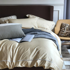 美式白色简约素色床上用品 优雅纯色刺绣60S纯棉埃及棉贡缎四件套 瑟琳凯 1.5m（5英尺）床