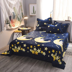 Black velvet sheets quilt plus velvet flannel bedding in autumn and winter of four double page cartoon pig Baby rabbit 1.2m (4 feet) bed