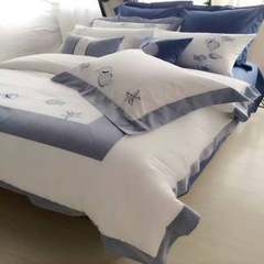 The European 60 color four piece spring Egyptian cotton satin plain cotton sheets fitted bed 1.8m In the sea of love 1.5m (5 feet) bed