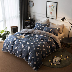 Popular side of cotton, one side of bedding, Korean fresh and simple, autumn and winter thickening, warm three or four sets Bed linen Daisy 1.2m (4 feet) bed