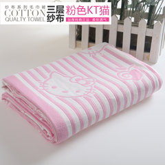 Cotton thickened gauze towels, quilt, quilt, blanket, summer cool, Quilt Blanket, 110x110CM/, pink cotton KT cat.