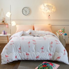 M5 is the core of winter winter quilt cotton sanded thick warm velvet feather mattress quilt is double is winter 200X230cm Flamingo