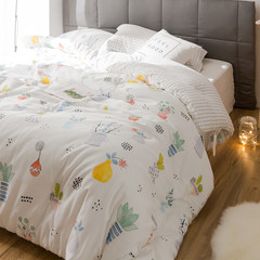 Nordic simple small fresh plant basin, cotton quilt core double quilt air-conditioning, spring and autumn thickening quilt double quilt 80 plain jacquard 150*210 for plain goose Pandora Garden