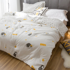 [Penguin] fresh cartoon quilt, cotton simple double core air conditioning, spring and autumn are thickening warm quilt 80 plain jacquard 150*210 for plain goose Adorable pet world (quilt core)