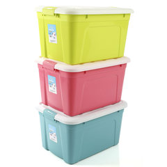 3 sets of 52L large admission boxes, quilts, clothing, storage boxes, thickening plastic, covered with home toys, storage box 3 premium installations Mixed color B paragraph
