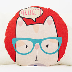 Tomato cat cute cartoon pillow cotton sofa cloth round pillow pillow round DIY office car Pillow 55*55cm pillow + Pillowcase White round pillow glasses