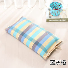 [day] special offer buckwheat pillow combed cotton thickened old coarse pillow neck protecting pillow cool summer school single Blue gray lattice