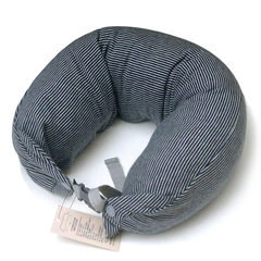 Multifunctional natural latex particles of U type U neck protecting pillow shaped plane travel pillow pillow cervical pillow lunch Dark blue gray pinstripe