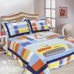 Special foreign trade cotton print quilted quilt, two sets of cotton bed cover, children's cartoon thickening bed kit package Two piece set, 180x220 with pillowcase, 1 Excavating machinery