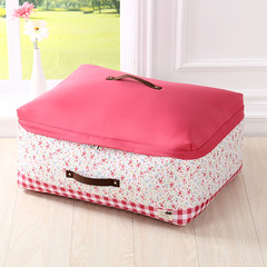 Terry can wash clothes bag two piece suit Home Furnishing bag quilt thickening finishing storage box 88L four steel frame The flower picture draws the red to receive the bag