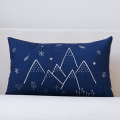 A series of New Nordic blue pillow cotton sofa waist pillow on the living room became waist by car Pillow case Snow capped mountain waist pillow