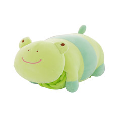 Feather cotton pillow quilt dual-use office napping pillow coral fleece blanket pillow cute car waist cushion Large size (55*30 cm) Frog