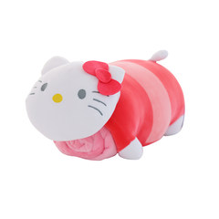 Feather cotton pillow quilt dual-use office napping pillow coral fleece blanket pillow cute car waist cushion Large size (55*30 cm) Pink cat