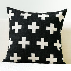 Simple black and white cotton pillow sofa cushion pillow bedroom bedside office nap pillow waist by car Pillow case Black cross