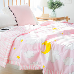All cotton washable air conditioning is cool summer quilt, pure cotton summer quilt single student dormitory quilt double thin quilt core 200X230cm Pink sky memory