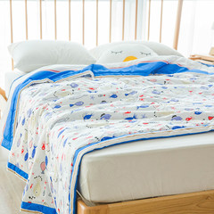 All cotton washable air conditioning is cool summer quilt, pure cotton summer quilt single student dormitory quilt double thin quilt core 200X230cm Many fish