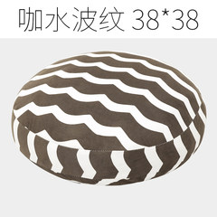 Soft suede nap pillow cushion pillow round office sofa pillow down cotton windows and large cushion Two size options Coffee water ripple 38*38CM