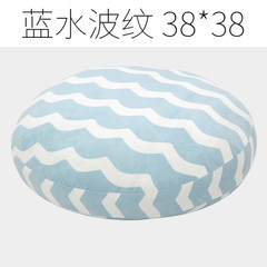 Soft suede nap pillow cushion pillow round office sofa pillow down cotton windows and large cushion Two size options Blue water ripple 38*38CM