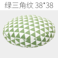 Soft suede nap pillow cushion pillow round office sofa pillow down cotton windows and large cushion Two size options Green triangle 38*38CM