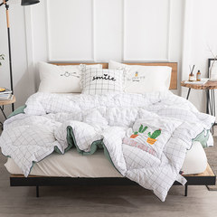 Nordic washed cotton embroidery, winter quilt, thickening, warmth, double quilts, simple cartoon dormitory, single spring and autumn quilt 150x200cm (5 jin) Cactus quilt