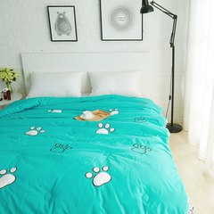3D three-dimensional Cat Claws embroidered quilt winter was thickened, 8 pounds by core double, 2 meters ball, cartoon winter 40 220*240 of common goose Claw green